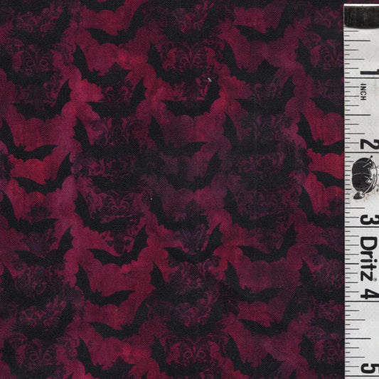 Cute Black Bats on Magenta background END OF BOLT 2 yard 16 inch remnant Basic 100% cotton quilting fabric