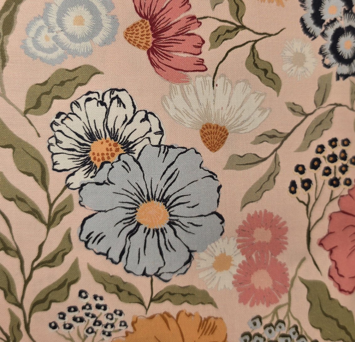 Premium 100% cotton Beautiful Light Pink Floral Backing