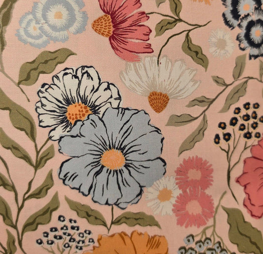 Premium 100% cotton Beautiful Light Pink Floral Backing