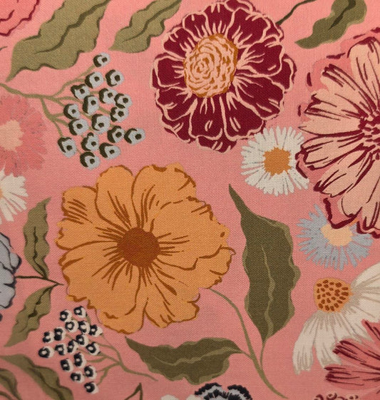 Premium 100% cotton Beautiful Dark Pink Floral Backing