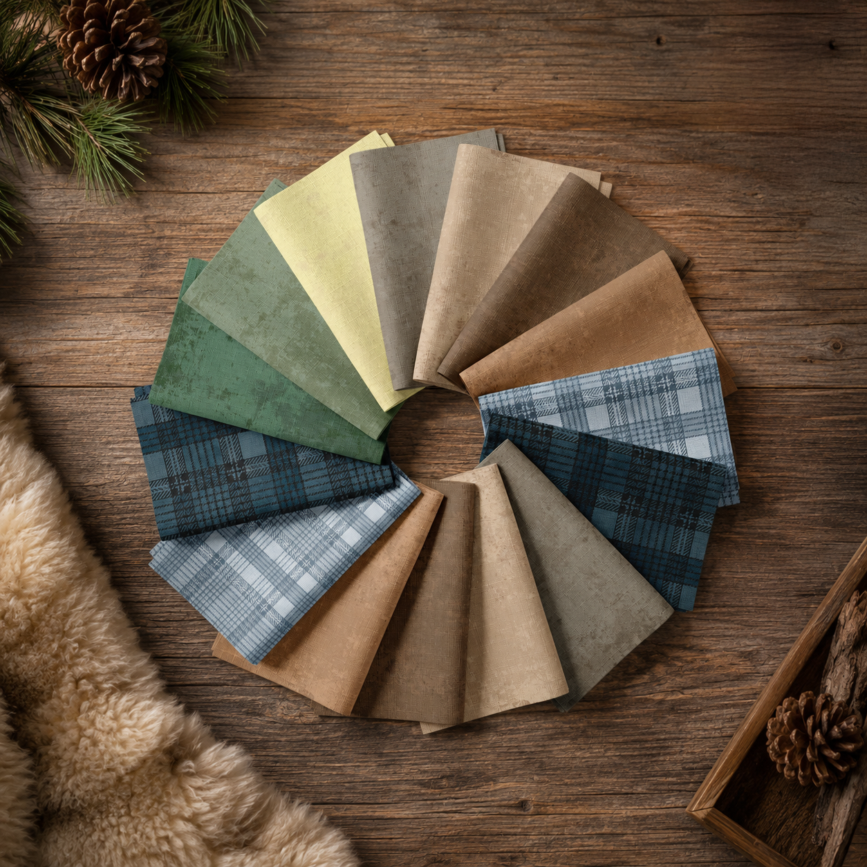 Midnight Pines Pre Cut Quilt kit Stunning New Weathered Fabric Collection 64 1/2" X 76"