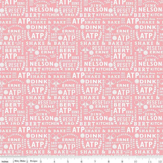Riley Blake C16202 Pickel Ball Pink End of Bolt Remnant 1 yard 26 inch piece, 100 percent cotton fabric