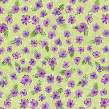 ENDOFBOLT 83 Plum Petals Light Green and Purple floral Basic 100% cotton quilting fabric by Riley Blake