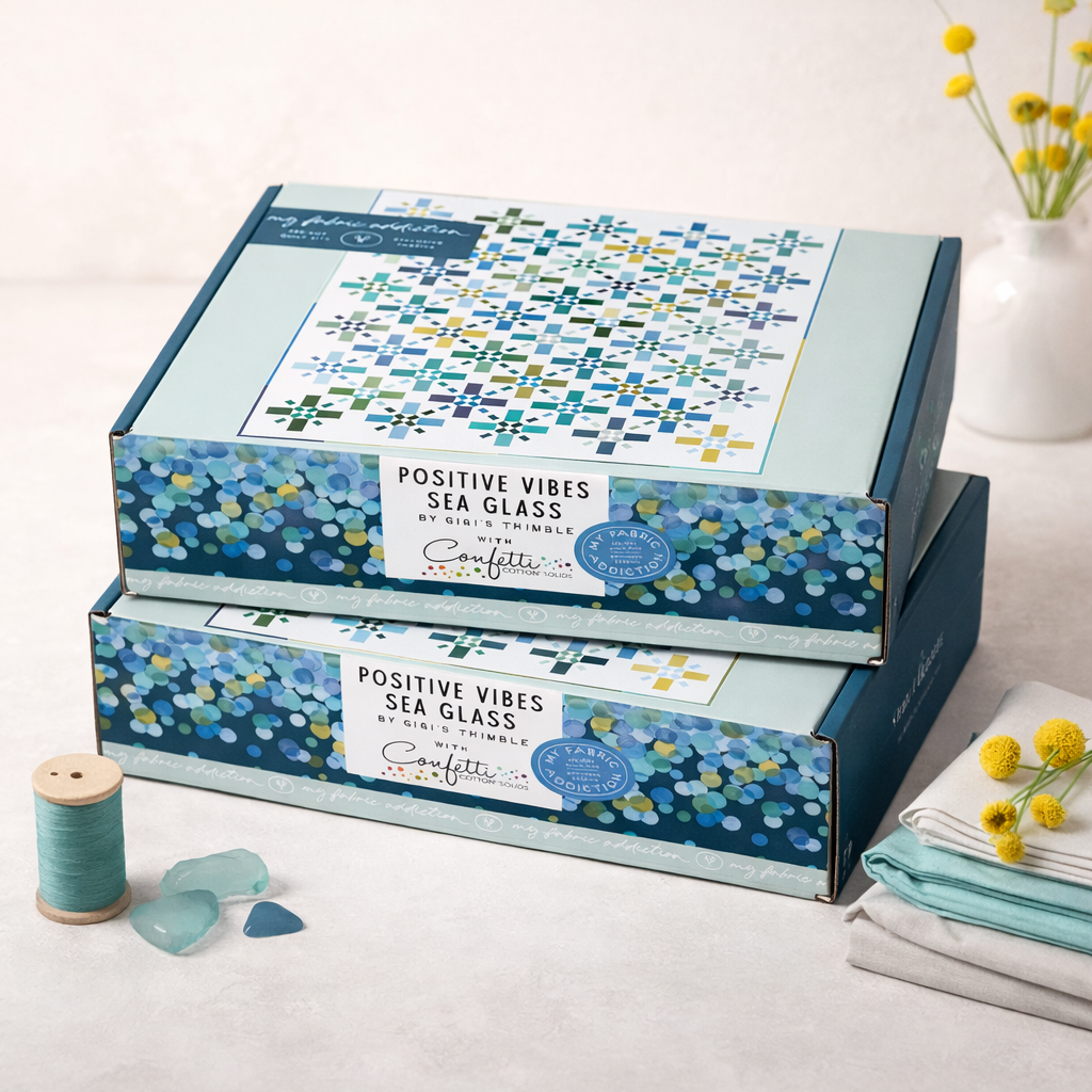 Positive Vibes in Sea Glass Precut Quilt Kit Featuring Riley Blake Confetti Cottons