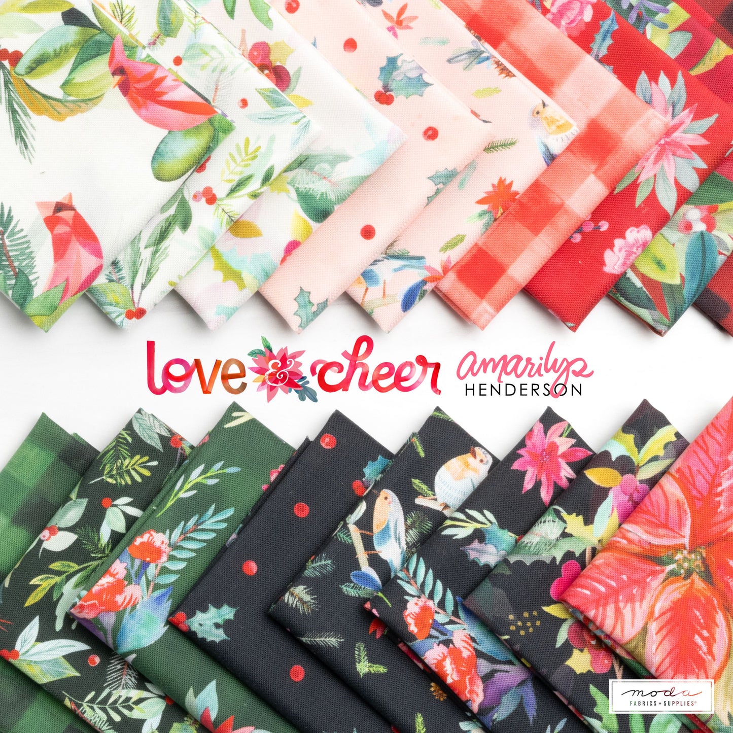 Love And Cheer Layer Cake® 21830LC Moda Precuts  pre-cut Layer Cake 10" squares quilt fabric by Amarilys Henderson Christmas Fabric