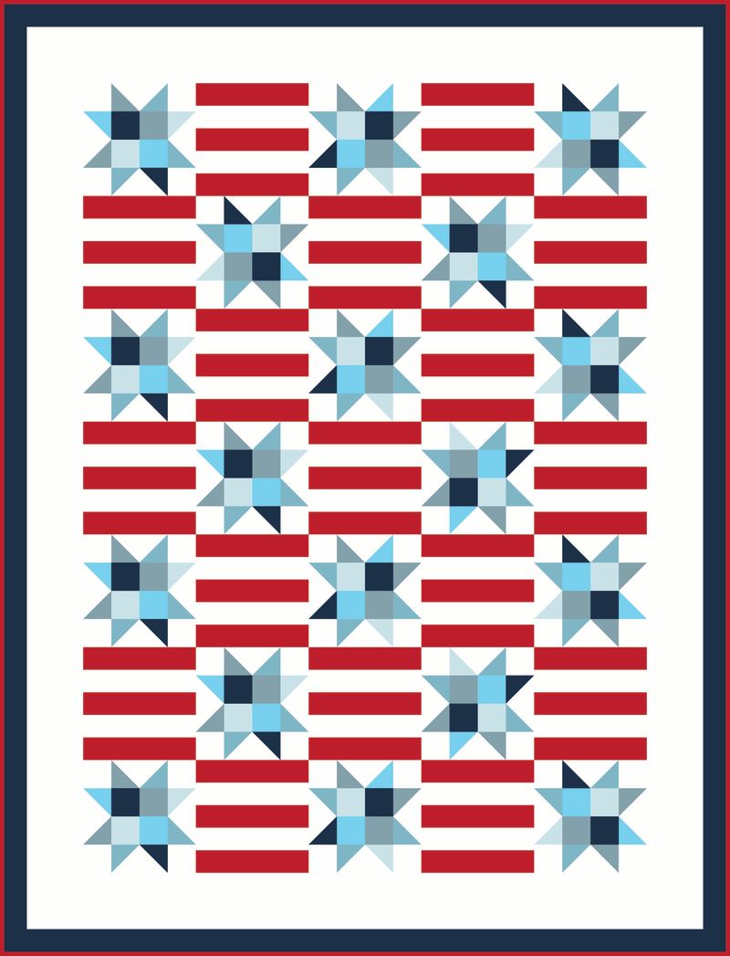 Red, White, and Cute  Precut Sew-Ready Quilt Expansion Kit 64 X 84