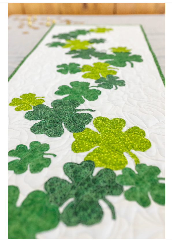 Sham-rockin  St Patricks day  16 X 60 Table Runner Quilt Kit Fabric Pattern Binding Backing ALL PRE CUT  shamrocks beginner