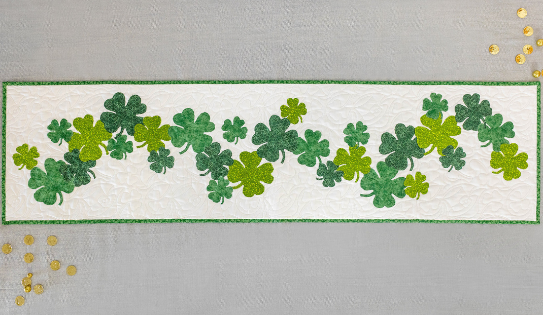 Sham-rockin  St Patricks day  16 X 60 Table Runner Quilt Kit Fabric Pattern Binding Backing ALL PRE CUT  shamrocks beginner