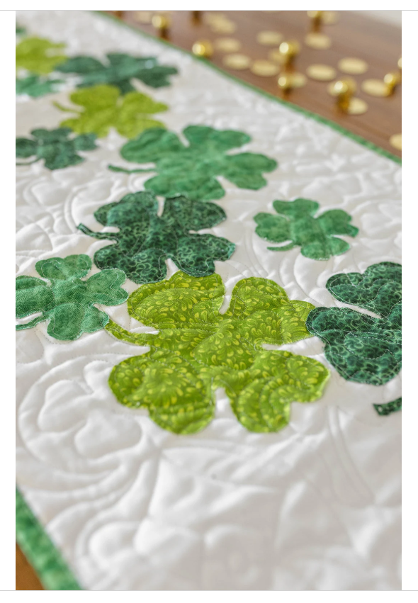 Sham-rockin  St Patricks day  16 X 60 Table Runner Quilt Kit Fabric Pattern Binding Backing ALL PRE CUT  shamrocks beginner