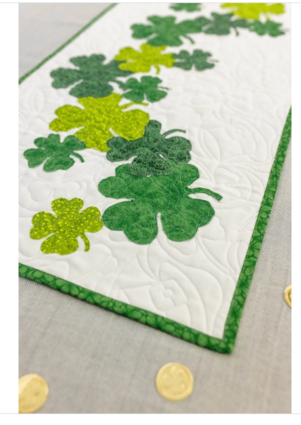 Sham-rockin  St Patricks day  16 X 60 Table Runner Quilt Kit Fabric Pattern Binding Backing ALL PRE CUT  shamrocks beginner