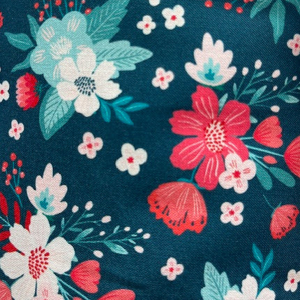 Navy Floral backing for Skylight quilt, 4 1/4 yards