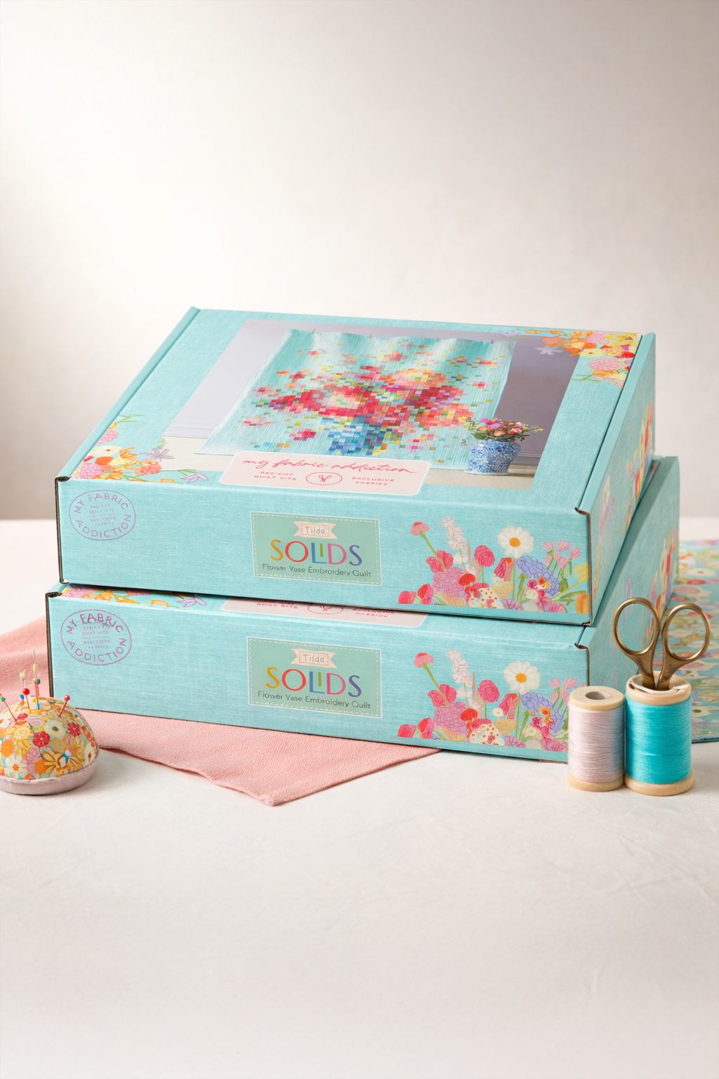 Tilda Embroidery Flower Vase  Precut Quilt Kit