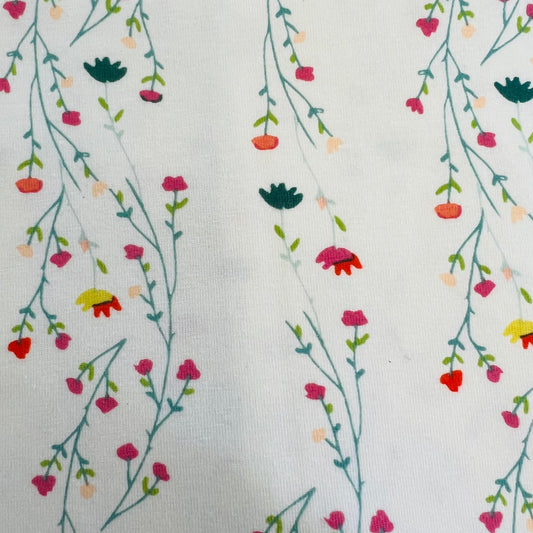 END OF BOLT 513 cream floral knit Fabric background 100% cotton quilting fabric
