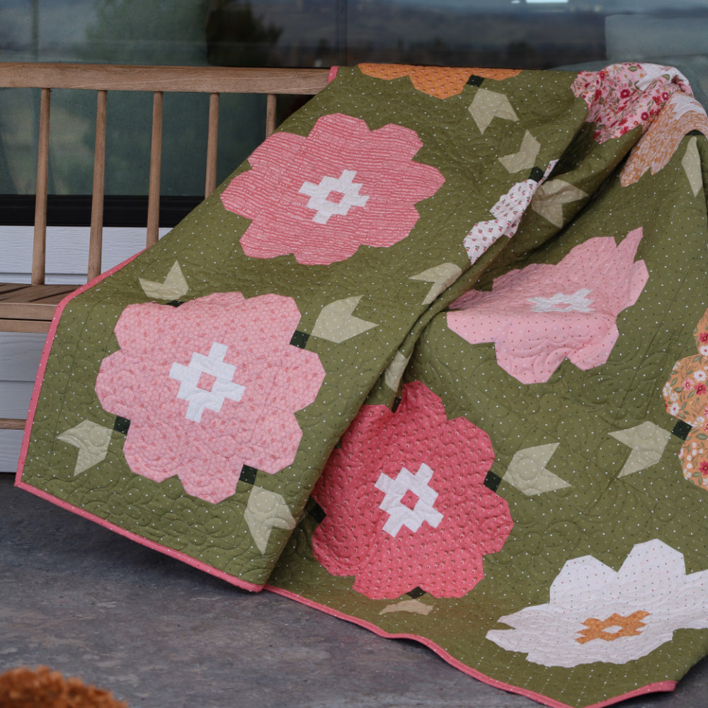 Vintage Blooms Pre-Cut Ready-To-Sew Quilt Kit Featuring Moda Wild Honey